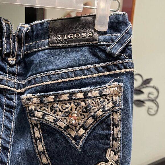 EUC Vigoss Women's Blue Distressed Jeans 26 x 32 New York Straight #JTA006 - Picture 7 of 10